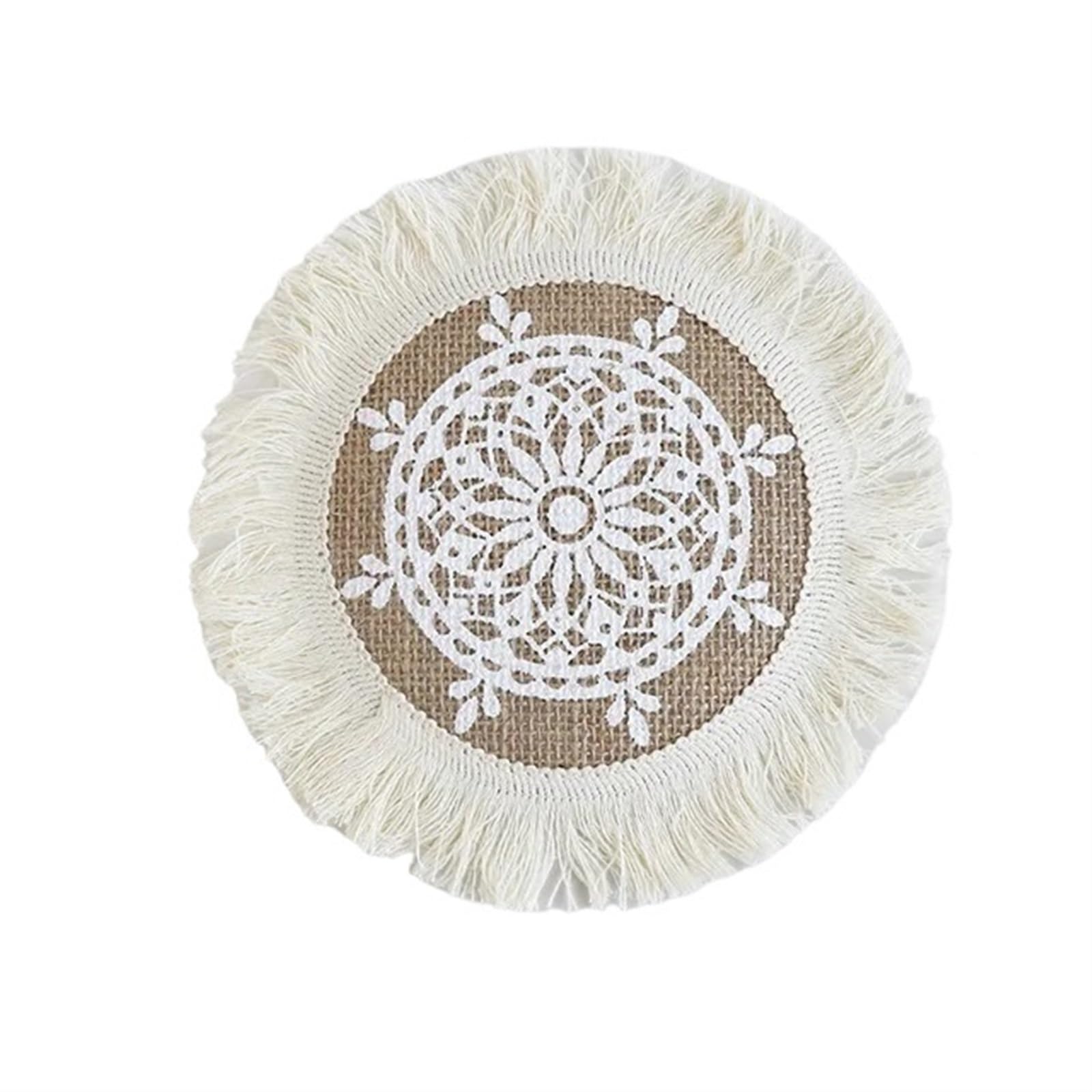 Sets de table tressés anti-rayure et dessous de verre rond coton contre taches
