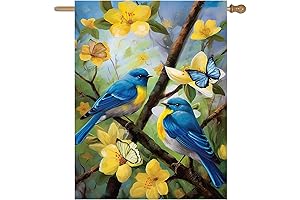Vibrant Double-Sided Porch Flags: Welcome Spring with Bluebird Delight