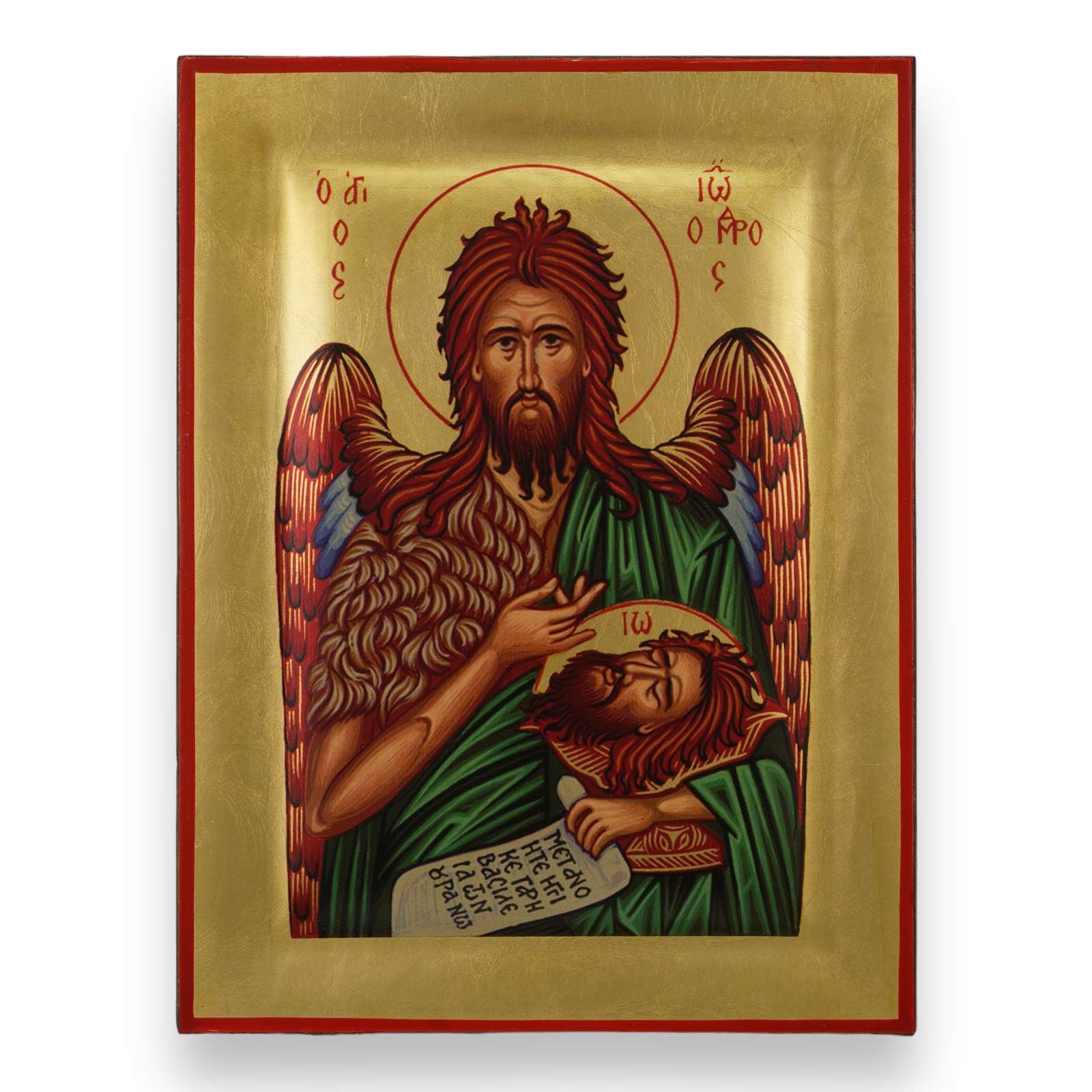 BlessedMart Johannes der Täufer-Ikone – hochwertige griechisch-orthodoxe byzantinische Ikone, handgefertigt auf natürlichem Massivholz, fertig als Geschenk – Lieferung in einer Box