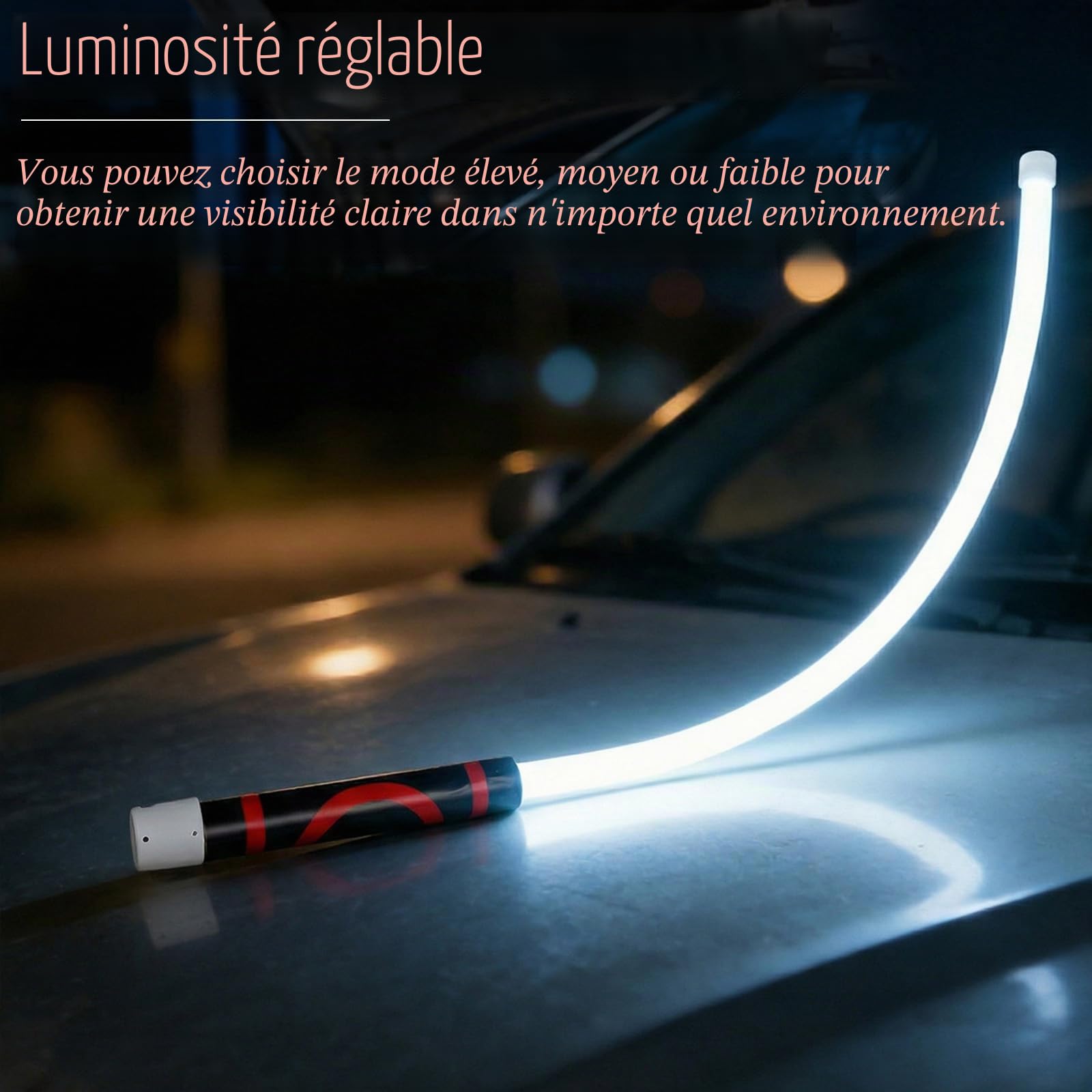 Lampe torche LED flexible de 111,8 cm – Lampe de travail pliable à haute luminosité avec 3 modes de luminosité, lumière flexible rechargeable pour mécanicien, réparation de voiture, inspection et