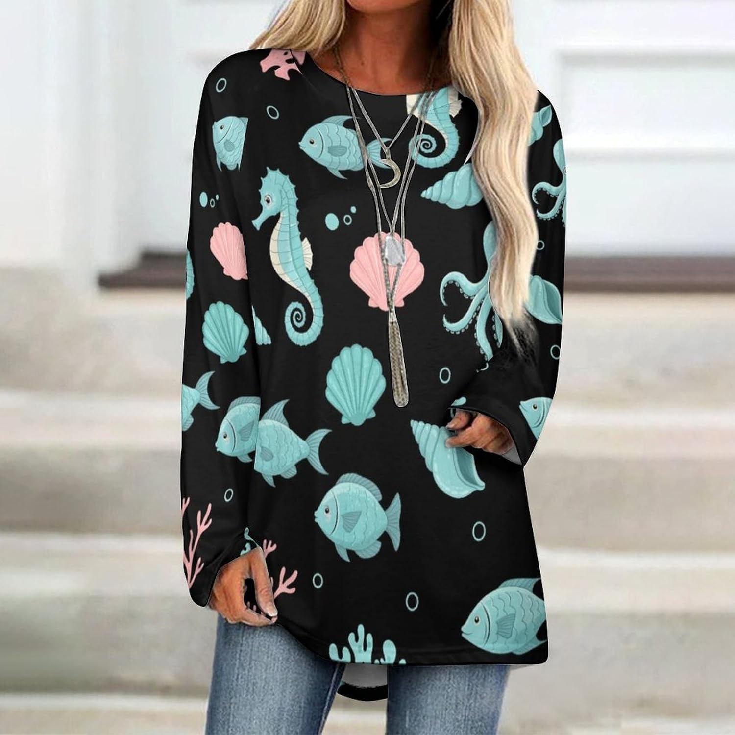 Women's Raglan Long Sleeve T-Shirt Casual Crewneck Blouse, Soft Basic Long Top