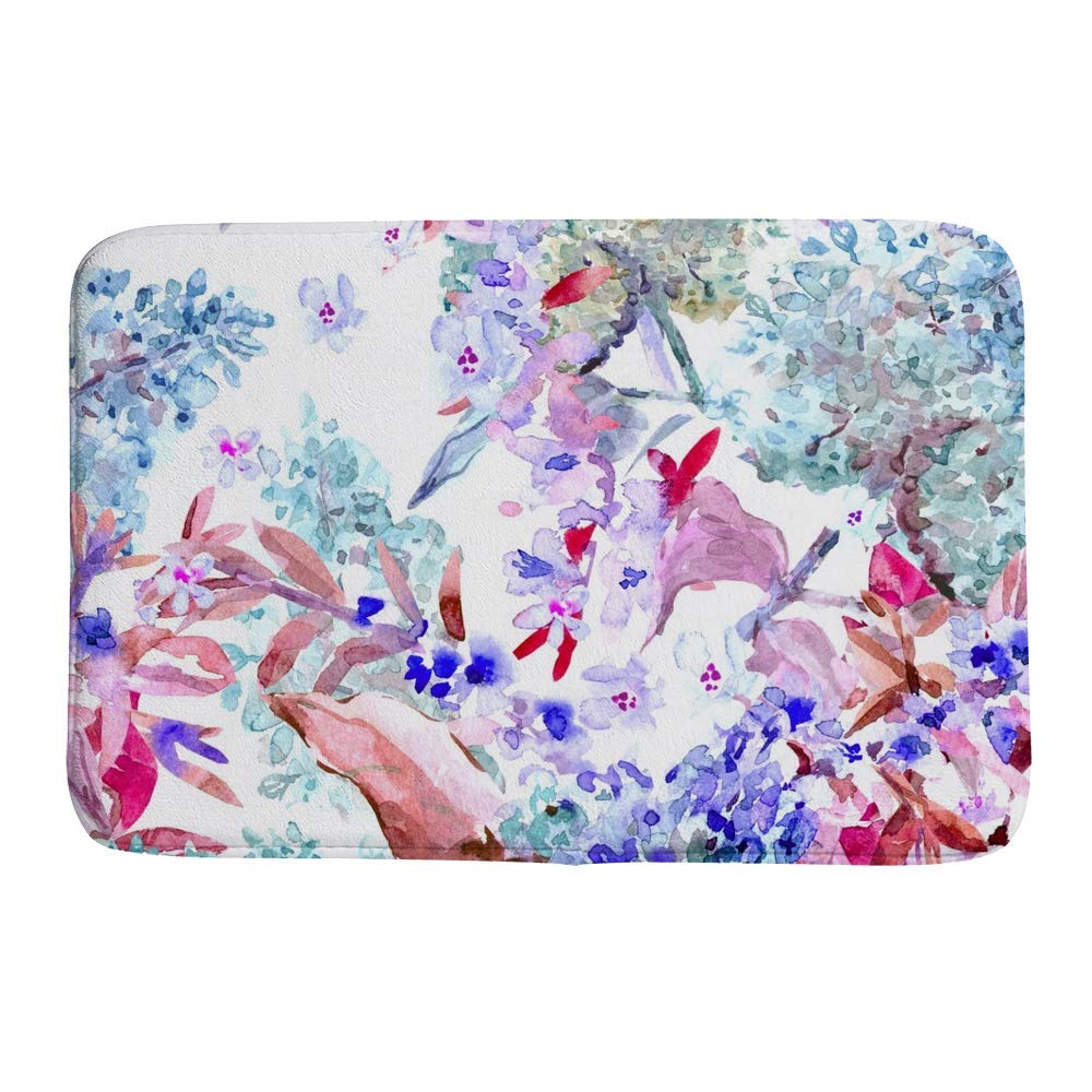 Tapis de bain fleurs abstraites pour une décoration aquarelle lavable