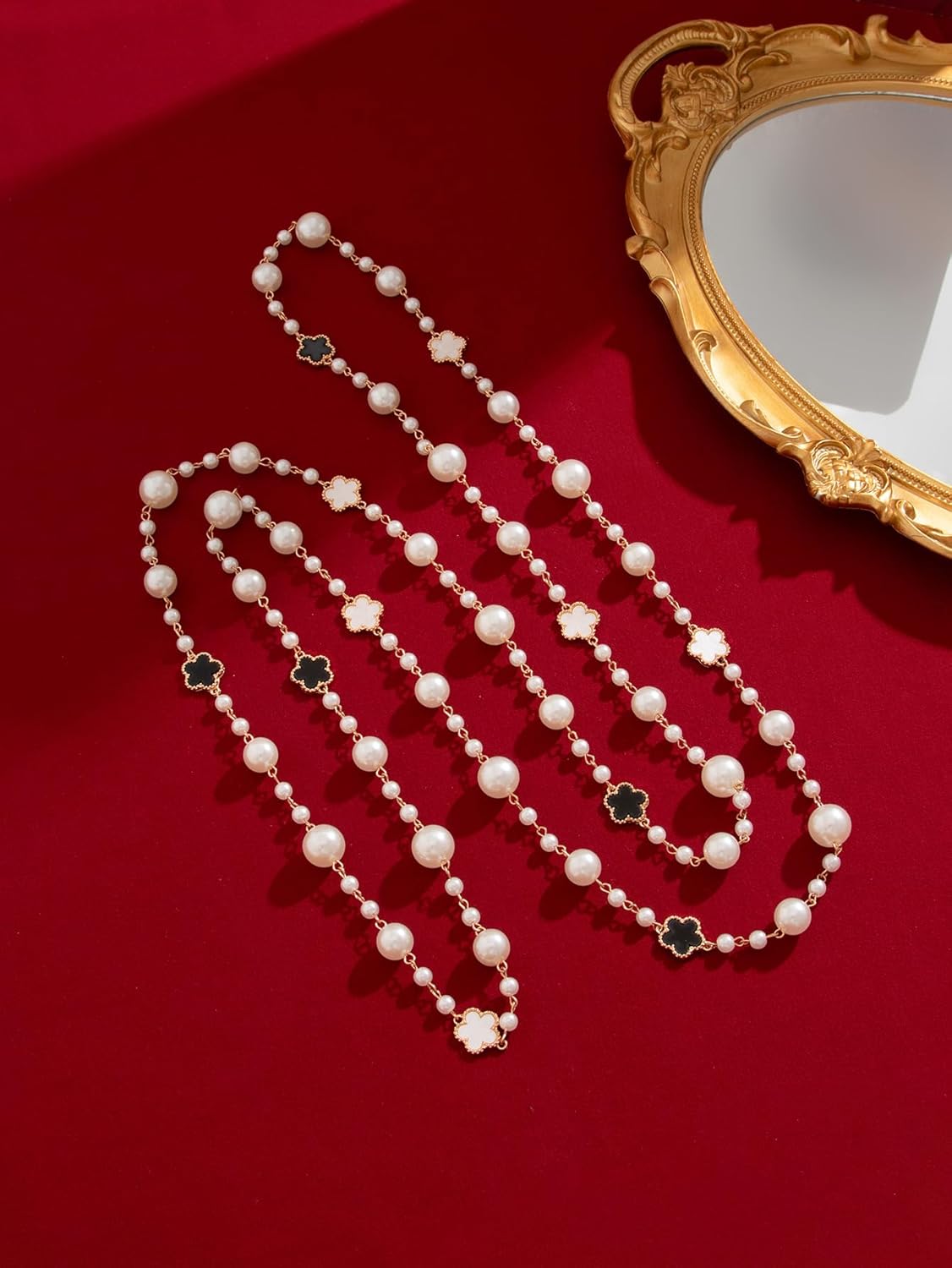 Long Pearl Necklaces for Women Pearl Long Chain Necklace Dainty Gold And Long Pearl Necklaces Layered Pearl Necklace Statement Sweater Strand Chain Jewelry - Image 9