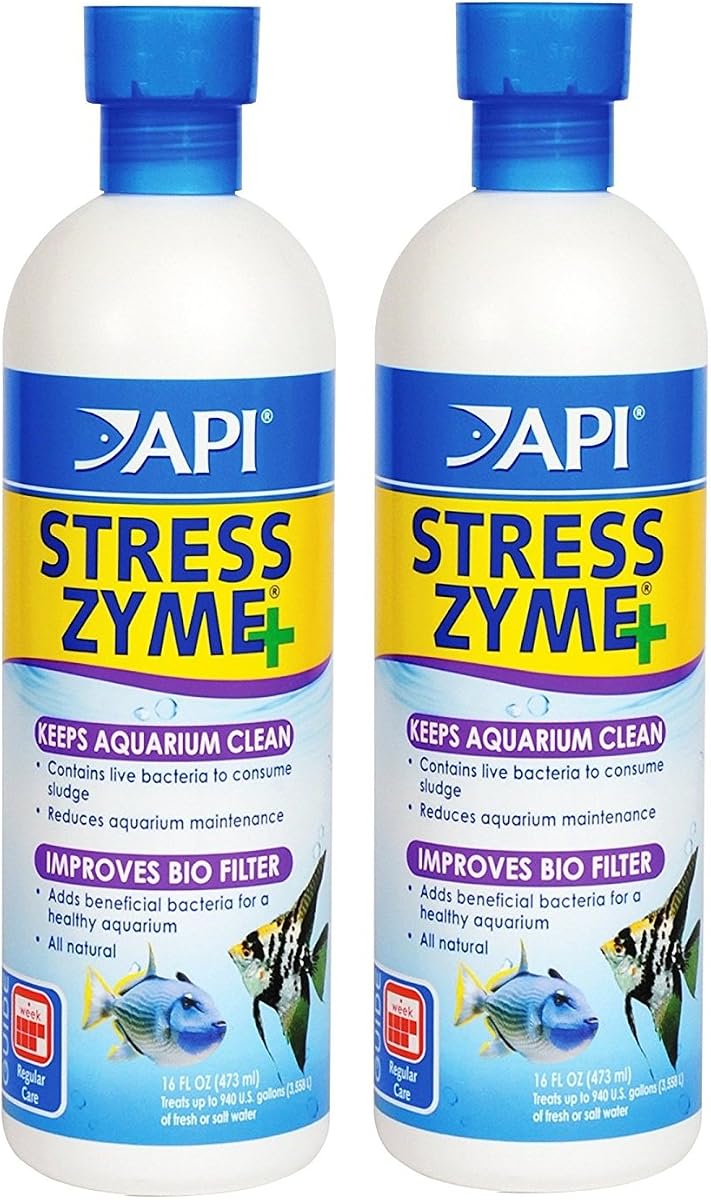 API Stress Zyme Freshwater and Saltwater Aquarium Cleaning Solution (2 Pack / 16-Ounce)