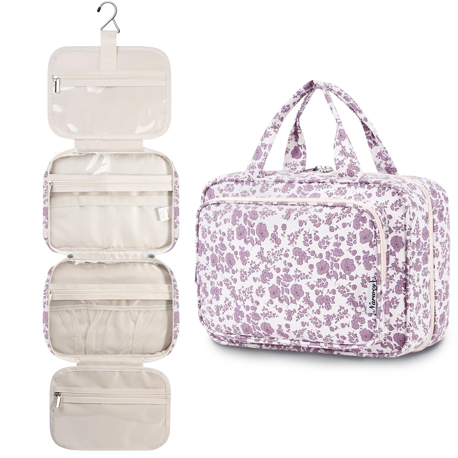 Narwey Bolsa de Aseo Bolsa de Maquillaje de Viaje Organizador de Cosmético Neceser Maquillaje para Mujeres y Niñas (Negro(Mediano)) — view 39