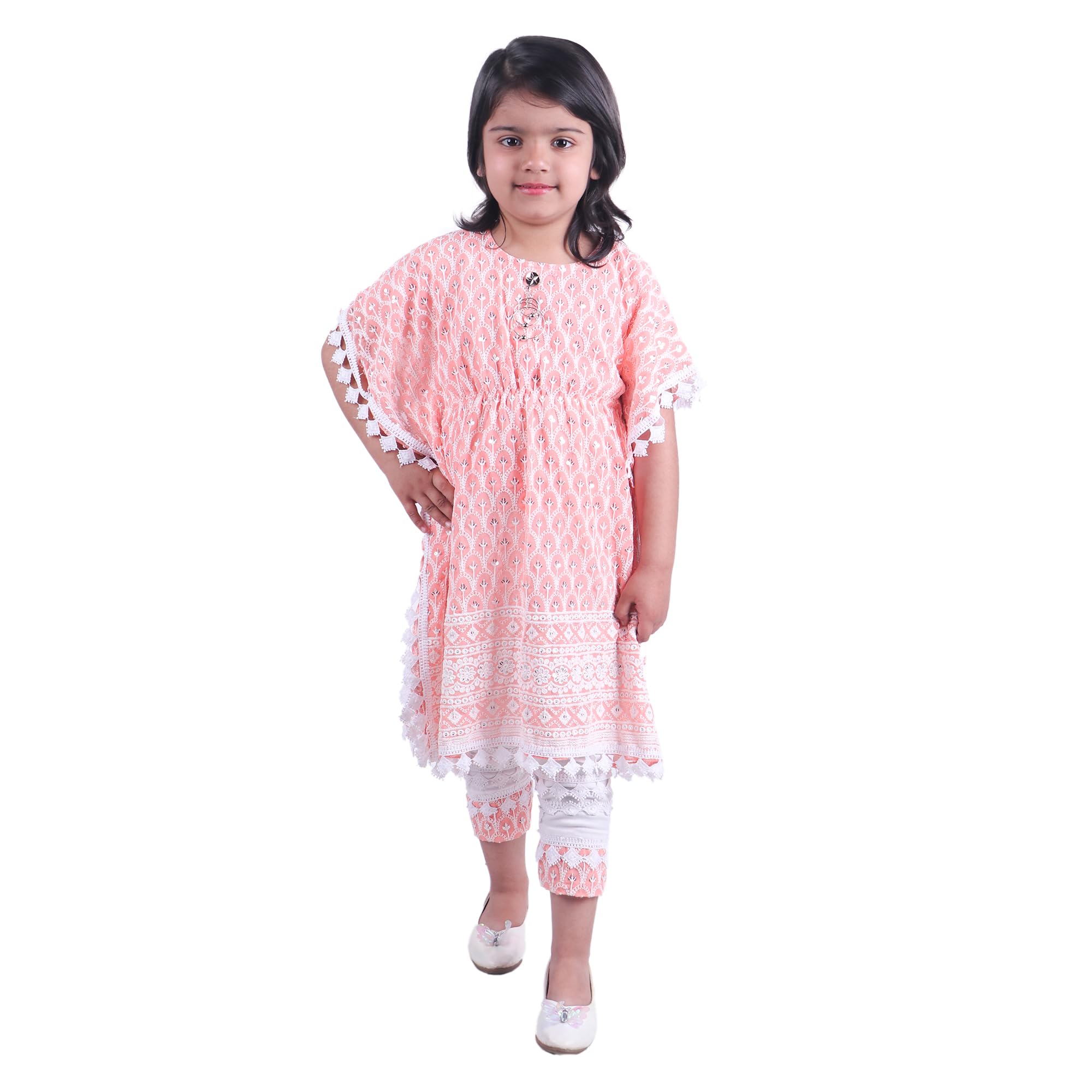 Girls Kurti and Plazzo Set - Pink & White - Relaxed Fit - 6-7 Years - ZA001338-image-32