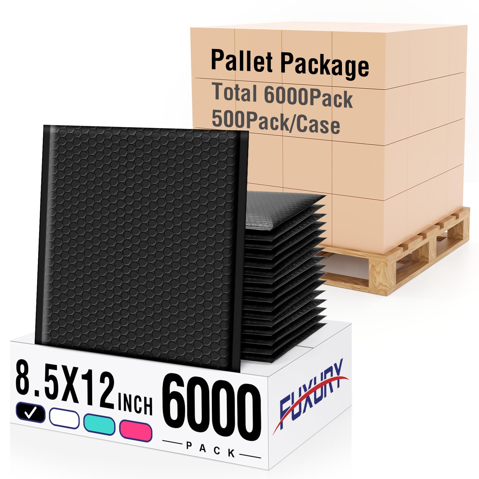 Fuxury Bubble Mailers 8.5x12" Full Pallet of Padded Envelopes 6000 Pack