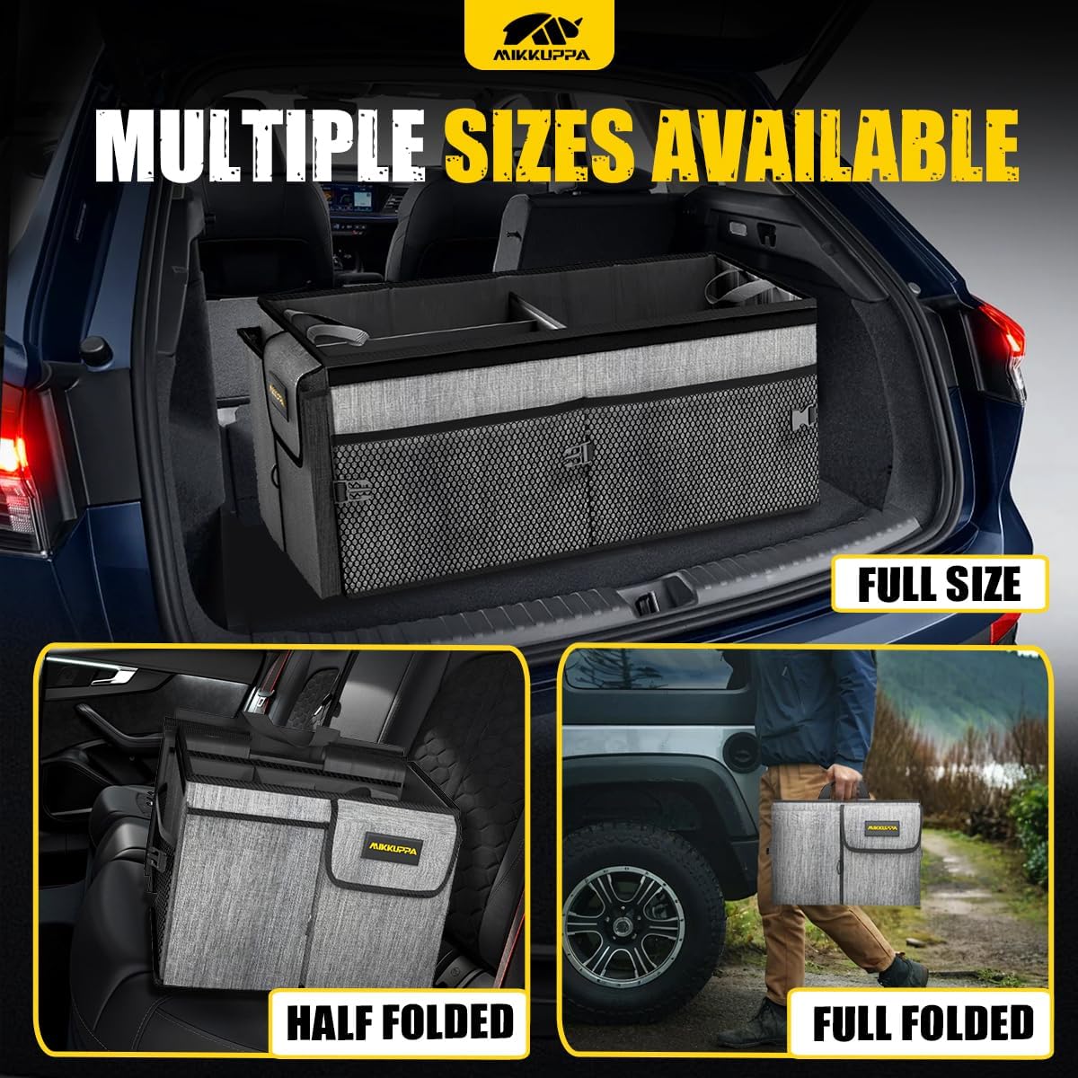Car Trunk Organizer - Collapsible Trunk Organizer with Lid,