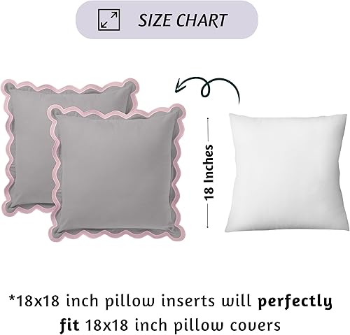 Miniatura 5 de Folkulture Juego de 2 fundas de almohada festoneadas de 18 x 18 pulgadas, de algodón, decorativas, estilo bohemio, para sala de estar y exteriores