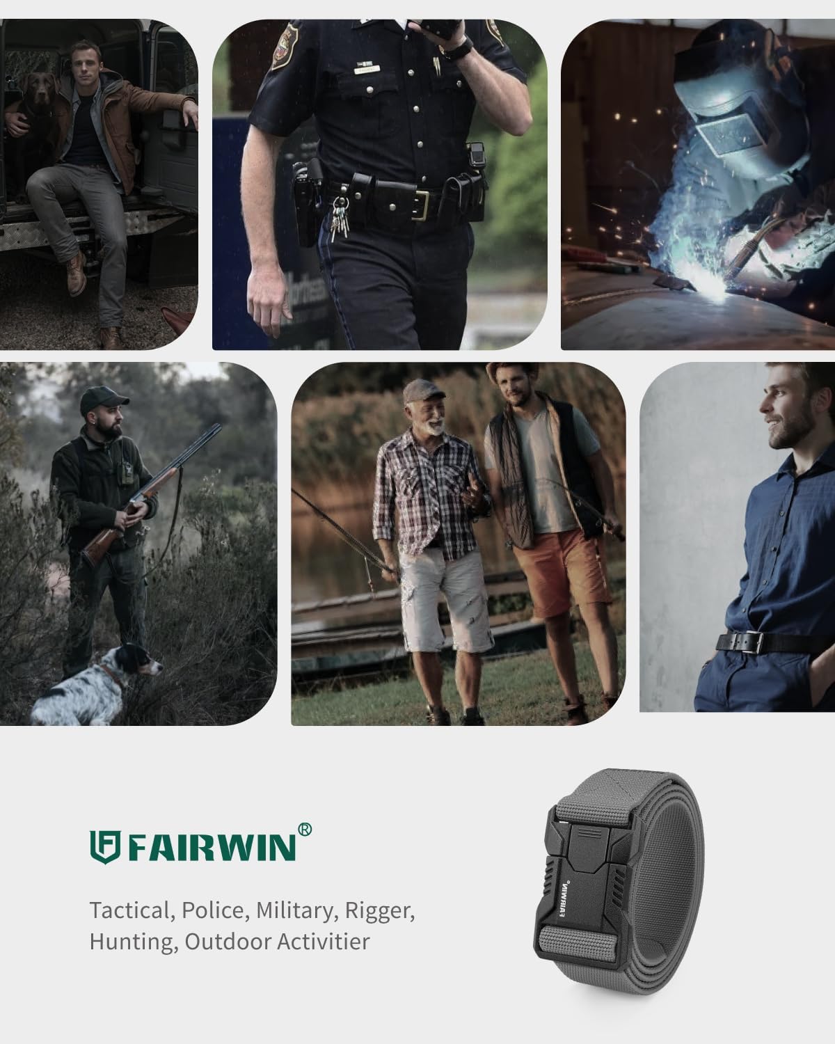 FAIRWIN Tactical Belt Men, 1.5" Stretch Nylon Web Military Hiking Rigger Work Belts with Quick-Release Seatbelt Buckle - Image 6