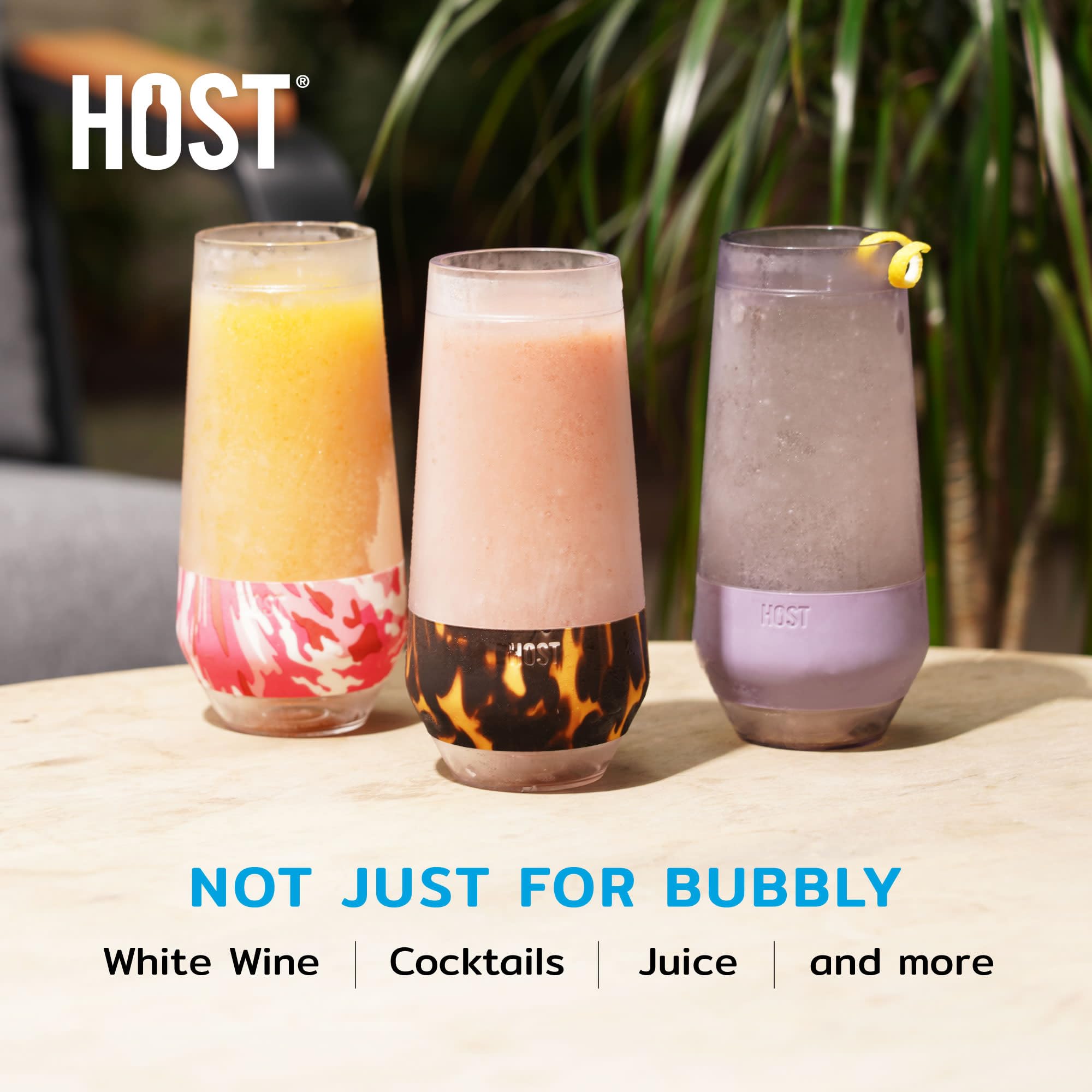 Host Champagne Freeze doppelwandiges Weinglas ohne Stiel für Sekt, Gläser, Trinkbecher, 266 ml, farbige Kunststoffgläser, dunkelviolett, 2 Stück