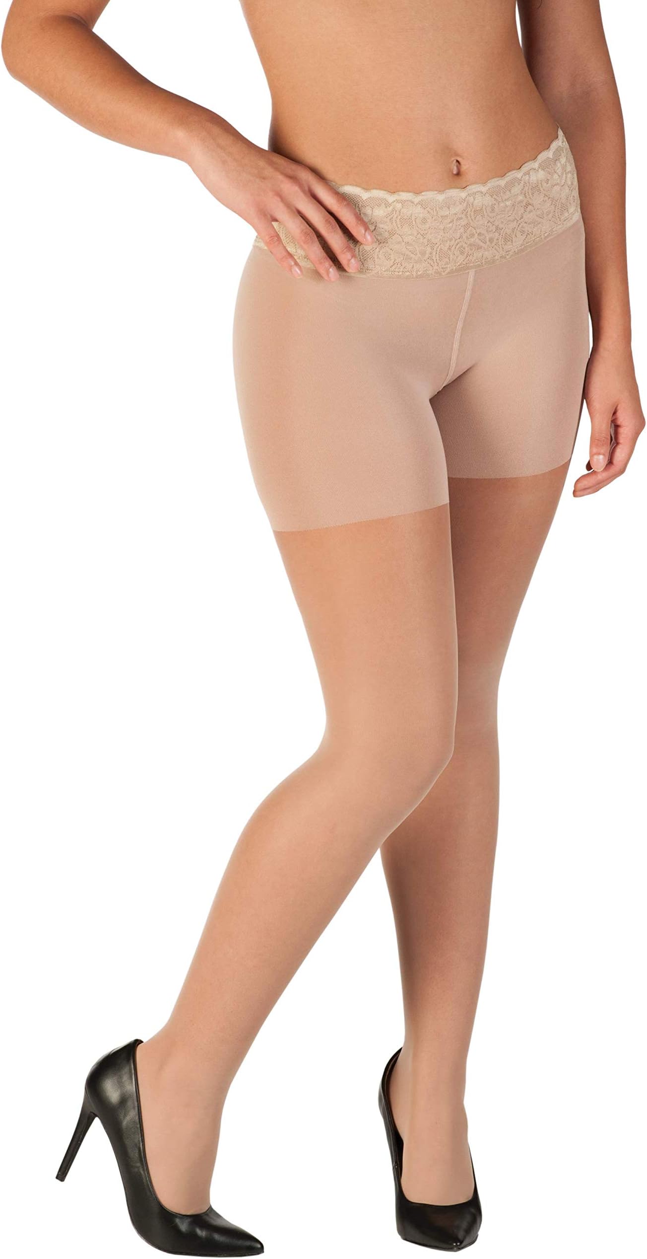 Hipstik Sheer Pantyhose for Women | Sheer Tights with Comfort Lace Top | Non Control Top Pantyhose | Nylon Sheers Hosiery