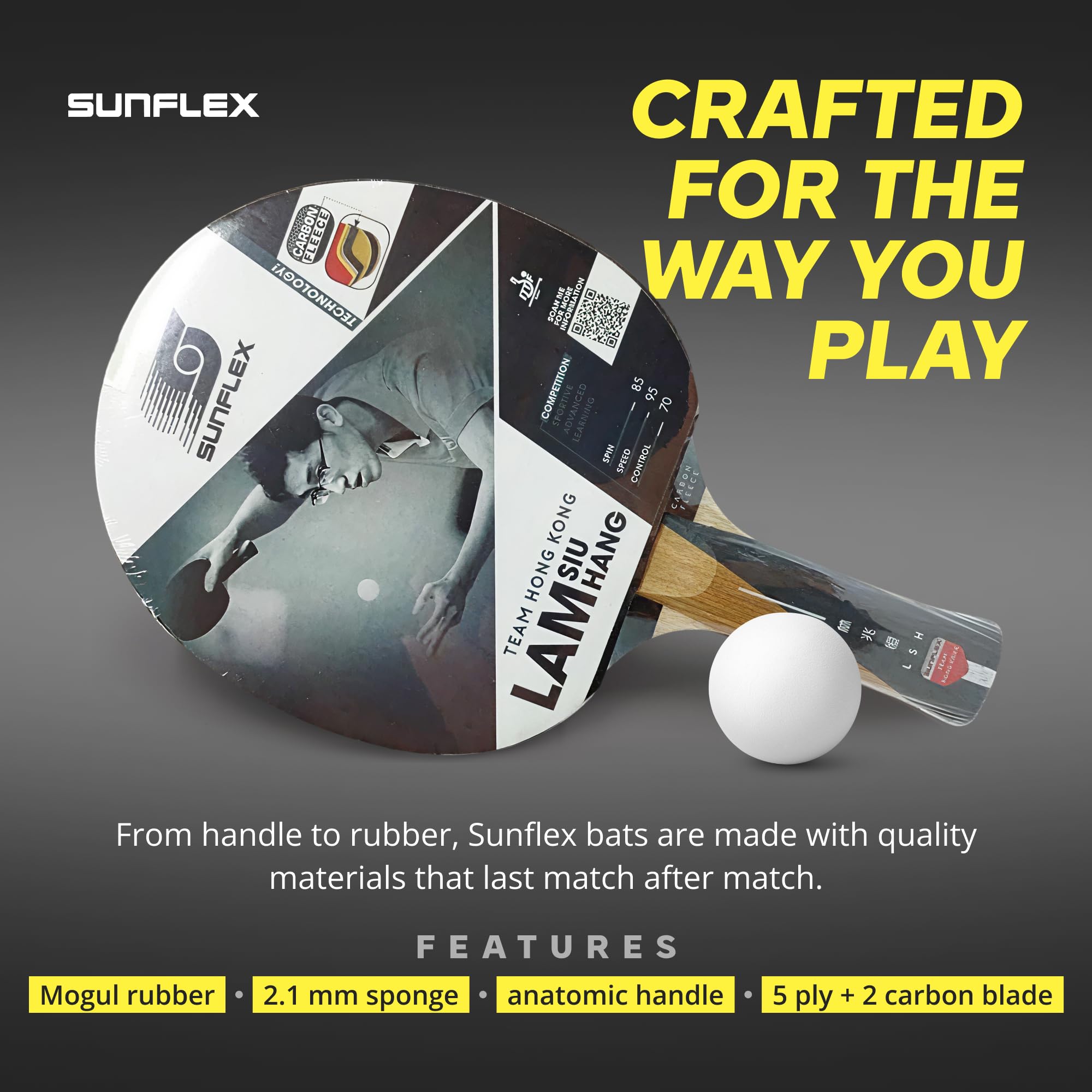 SUNFLEX - Raqueta de Tenis de Mesa - Lam SIU Hang