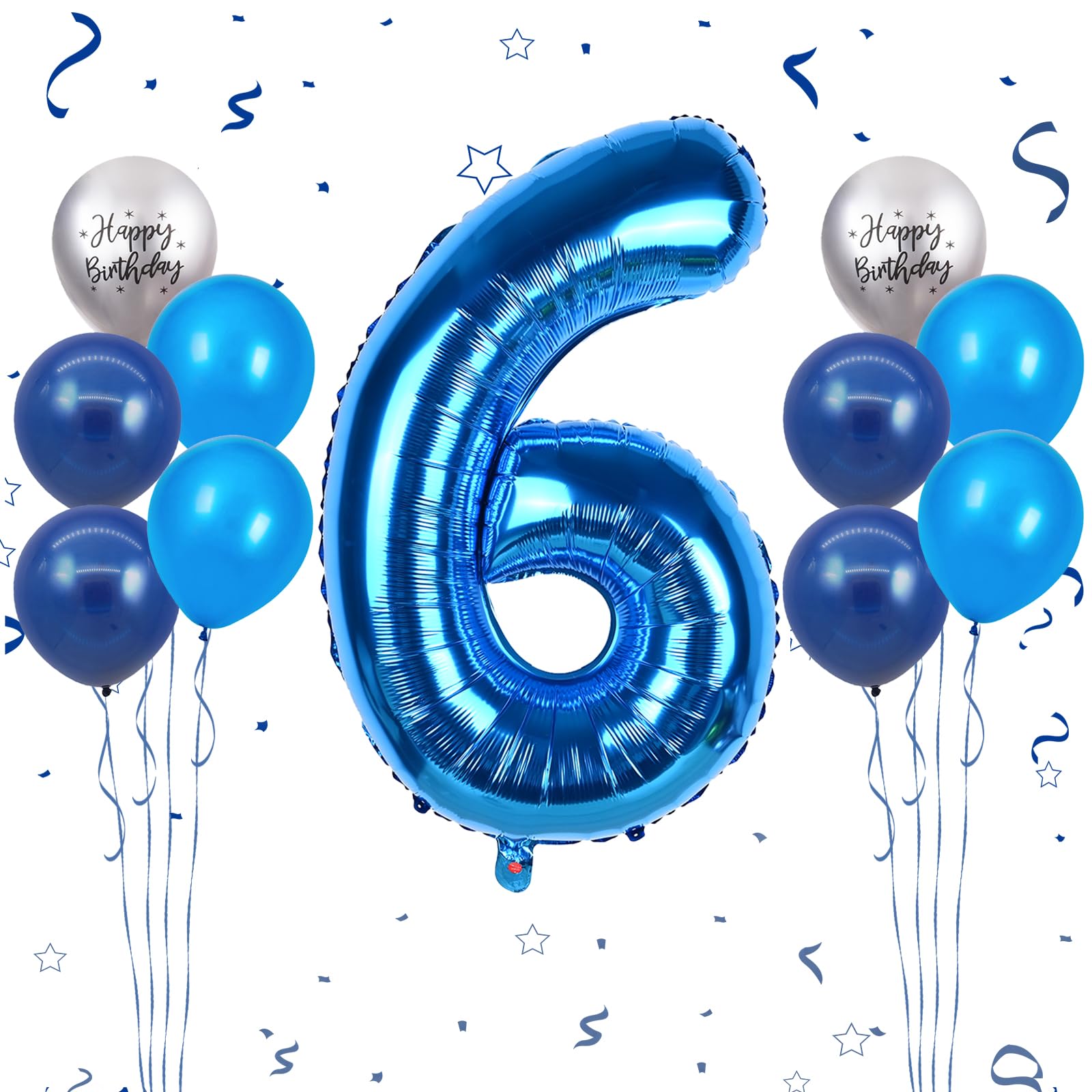 ha ★新品★LE’RURE Gradation baloon hem Amazon.com: 40 Inch Blue Number 6 Balloon, 6th Birthday