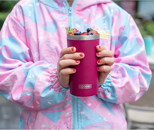 Miniatura 6 de koodee Vaso con popote y tapa, vaso delgado de 12 onzas, de acero inoxidable, de doble pared, con aislamiento al vacío, a prueba de derrames y sin