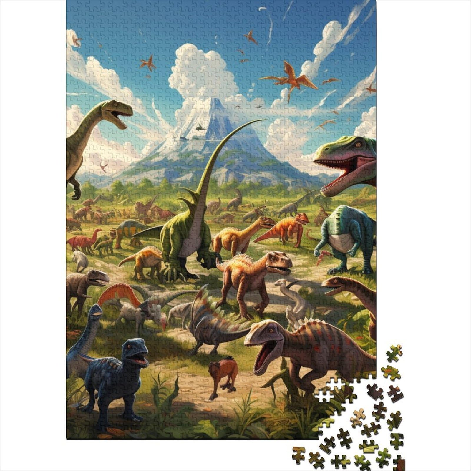 Dinosaur Mountain Forest Jigsaw Puzzle 1000Pcs