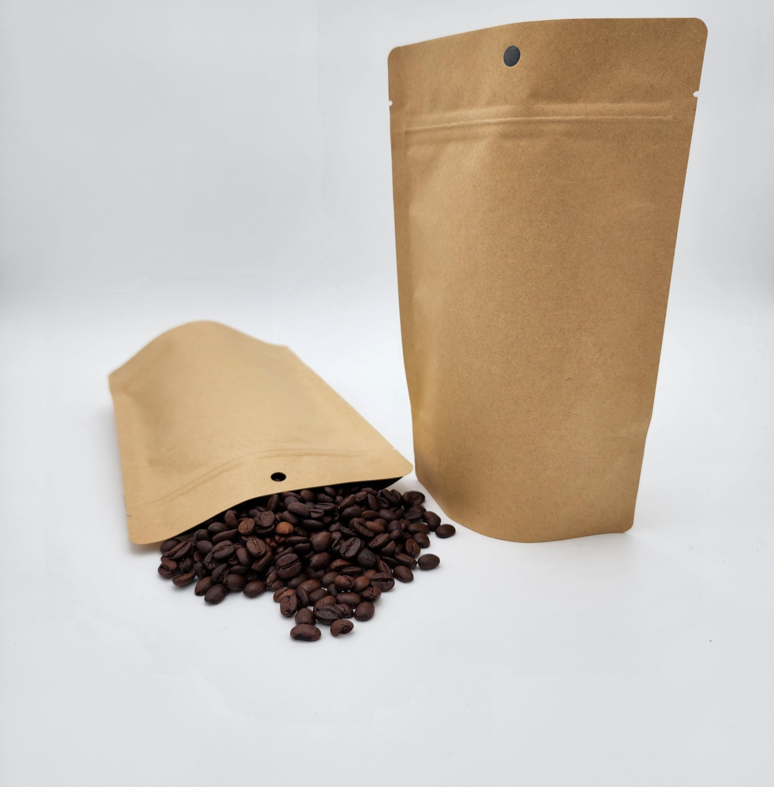 100 Pack Kraft Pouch 6" x 9" x 3.5" Stand Up Kraft | Mylar Reclosable Heat Sealable,Stand-Up Pouch Bag | Coffee | Color: Brown