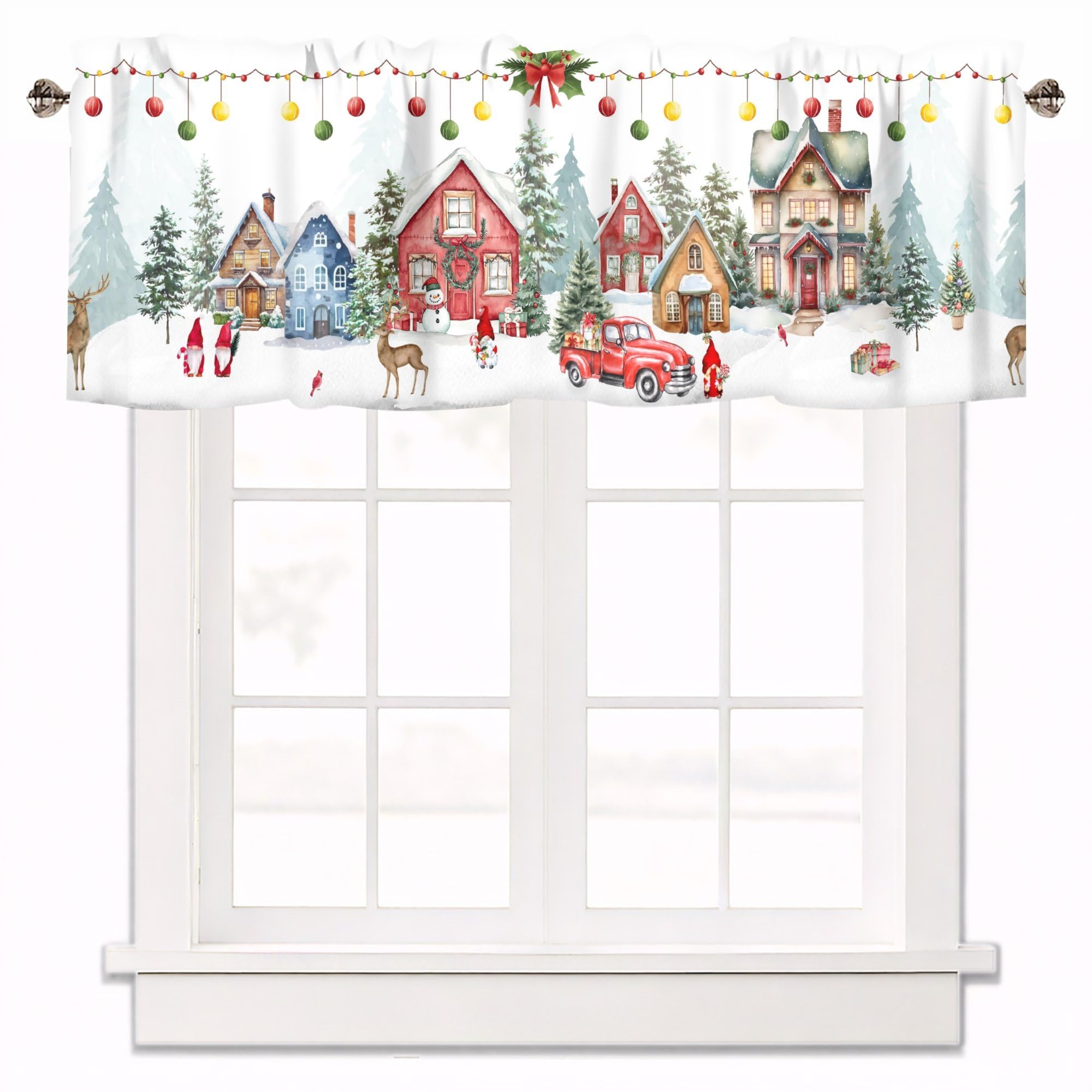 Christmas Kitchen Curtains Valances for Windows, 60x18 Inch 1 Panel