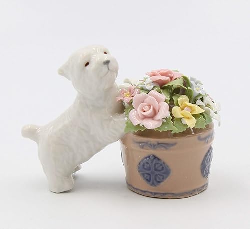Cosmos Gifts Fine Porcelain Westie Western Terrier Dog with Flower