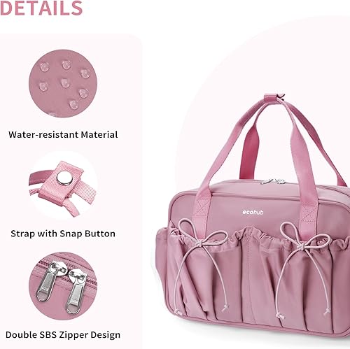 Miniatura 4 de ECOHUB Pequeña bolsa de gimnasio para mujer, mini bolsa de lona para gimnasio con compartimento húmedo, bolsa deportiva con lazo, bonita bolsa de