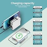 Portable Travel Charger with 10,000mAh Power Bank and MagSafe | 5-in-1 Charger with USB-C, Global Travel Adapter, Built-In Charging Cables and Magnetic Wireless Charging