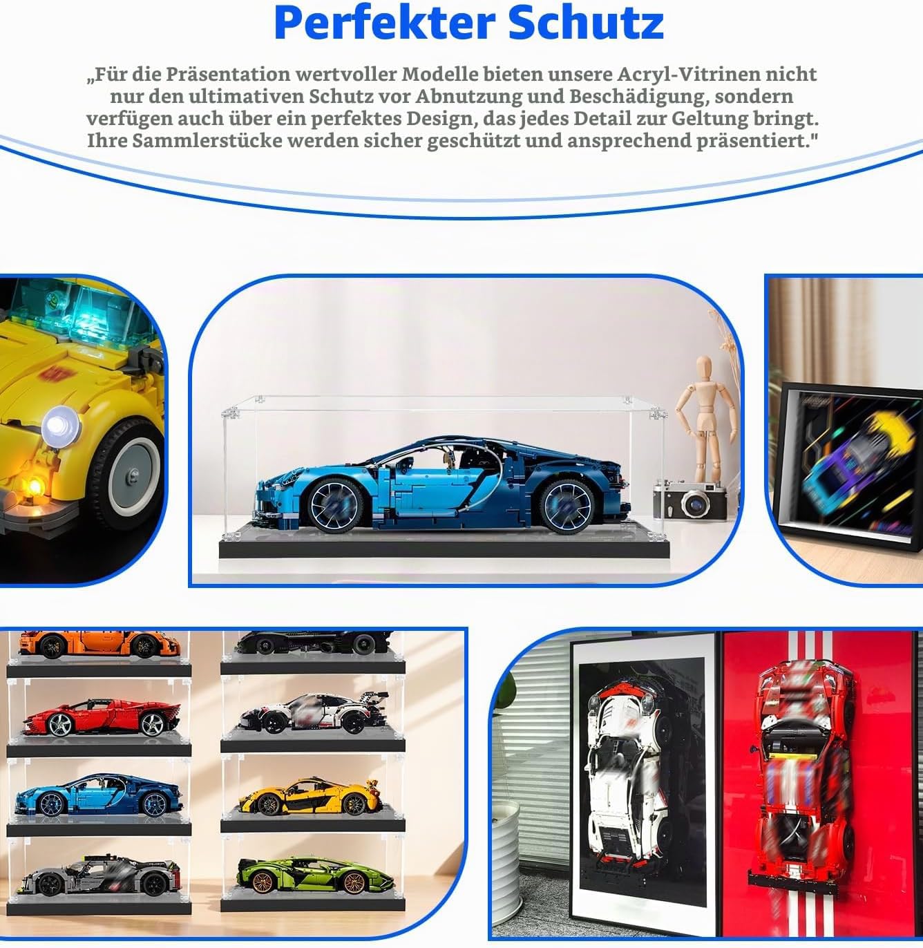 Acryl Vitrine für Lego DC Super Heroes 1989 Batmobile 76139, Organisation Vitrine für Lego 76139,42156,42083,42143,42096,42056,42115,42143,42125,42172, Größe:63x30x17 cm (Nur Display Case)