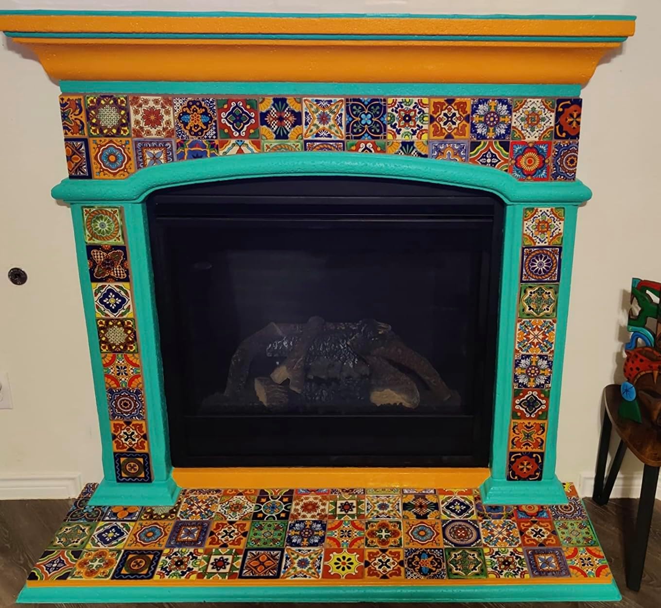 Handmade Mexican Tile Set 100 Pieces — 4x4 Decorative Talavera Tiles — 50 Unique Hand-Painted Designs — Mexican Folk Art Wall Tiles