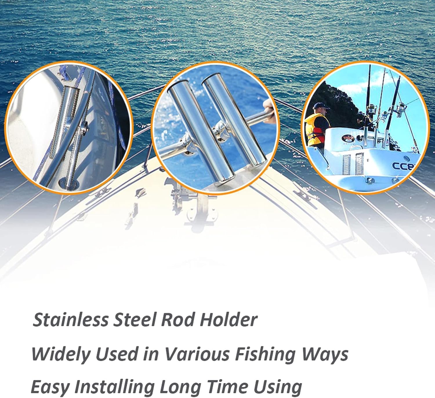 2 Pezzi Portacanne da Pesca, Staffa di Supporto per Canna da Pesca in Acciaio Inossidabile, Porta Canne da Barca Regolabile, per Binari da 19 mm a 25 mm, Supporti per Barche Yacht Kayak