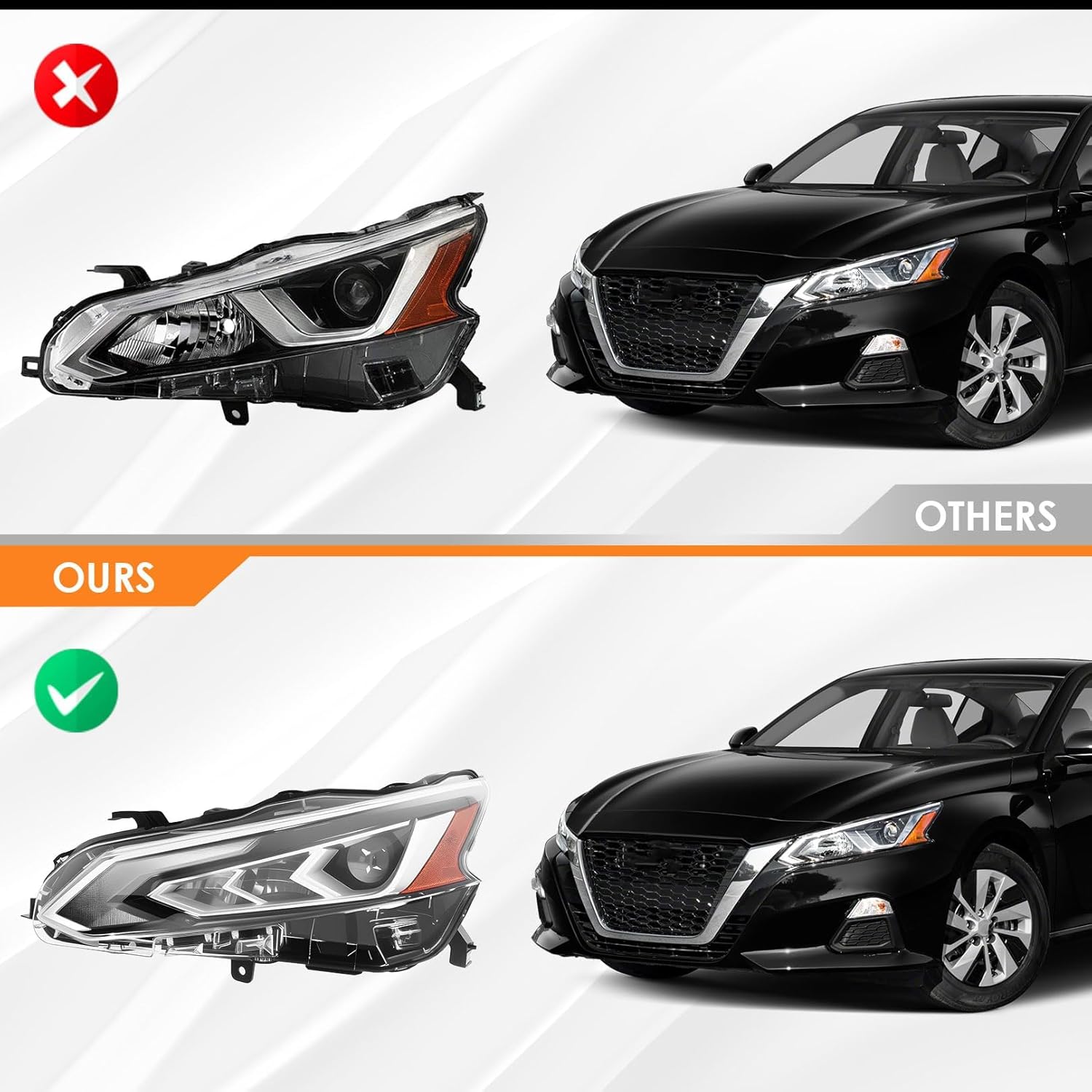 Left Headlight Assembly w/Projector DRL Compatible with Altima 2019-2022 Headlamp 260606CA5B Driver Side