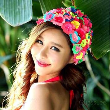 Swimming Hat Floral Petal Retro Style 