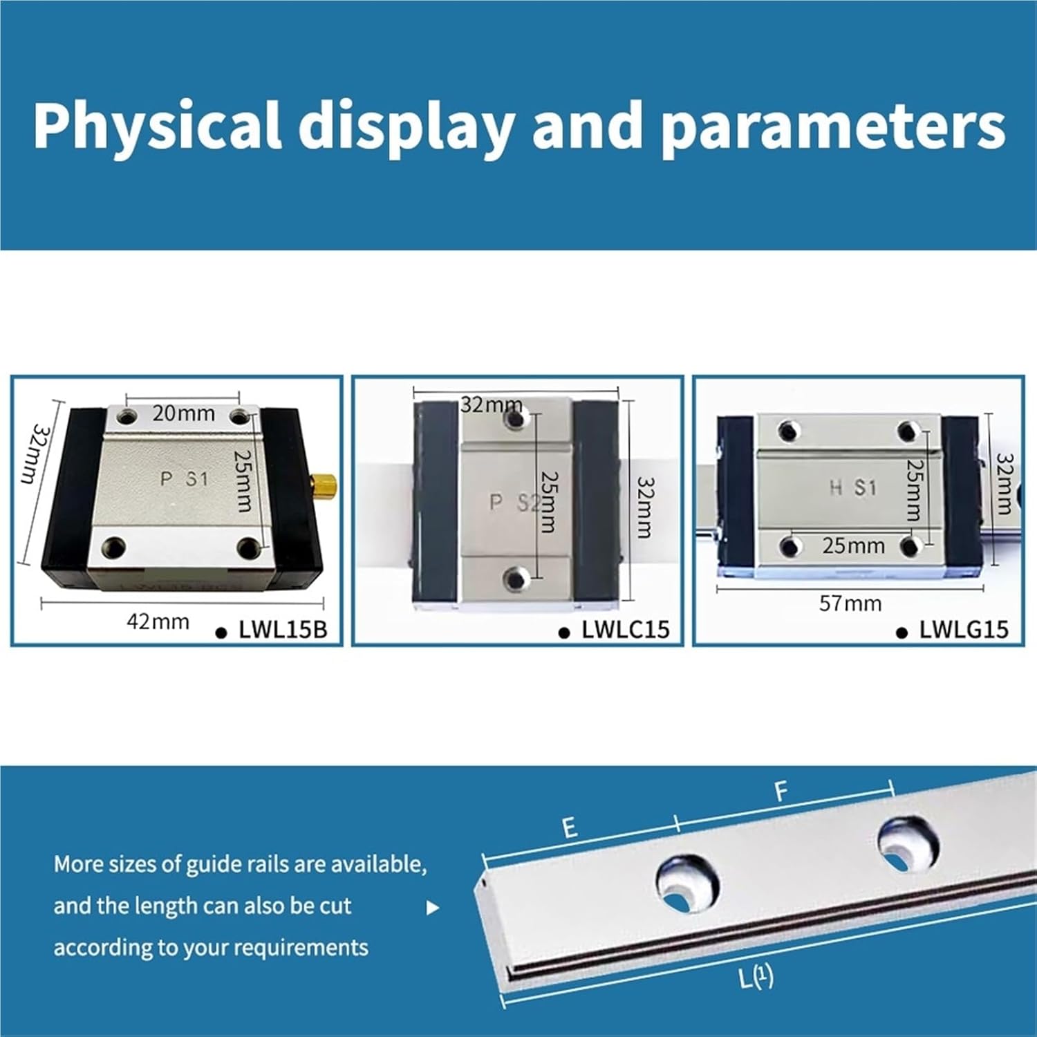 LWL15B LWLC15B LWLG15B Linear Block Linear Guide Slider Linear Bearing LWL15-B LWLC15-B LWLG15-B(300mm(Only Rail))