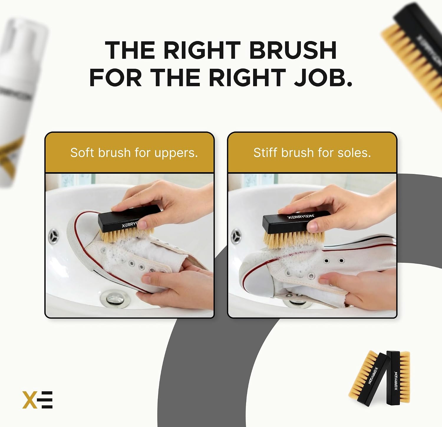 Sneaker Cleaning Kit, Foam Shoe Cleaner with Soft Brush, Stiff Sole Brush & Microfiber Towel