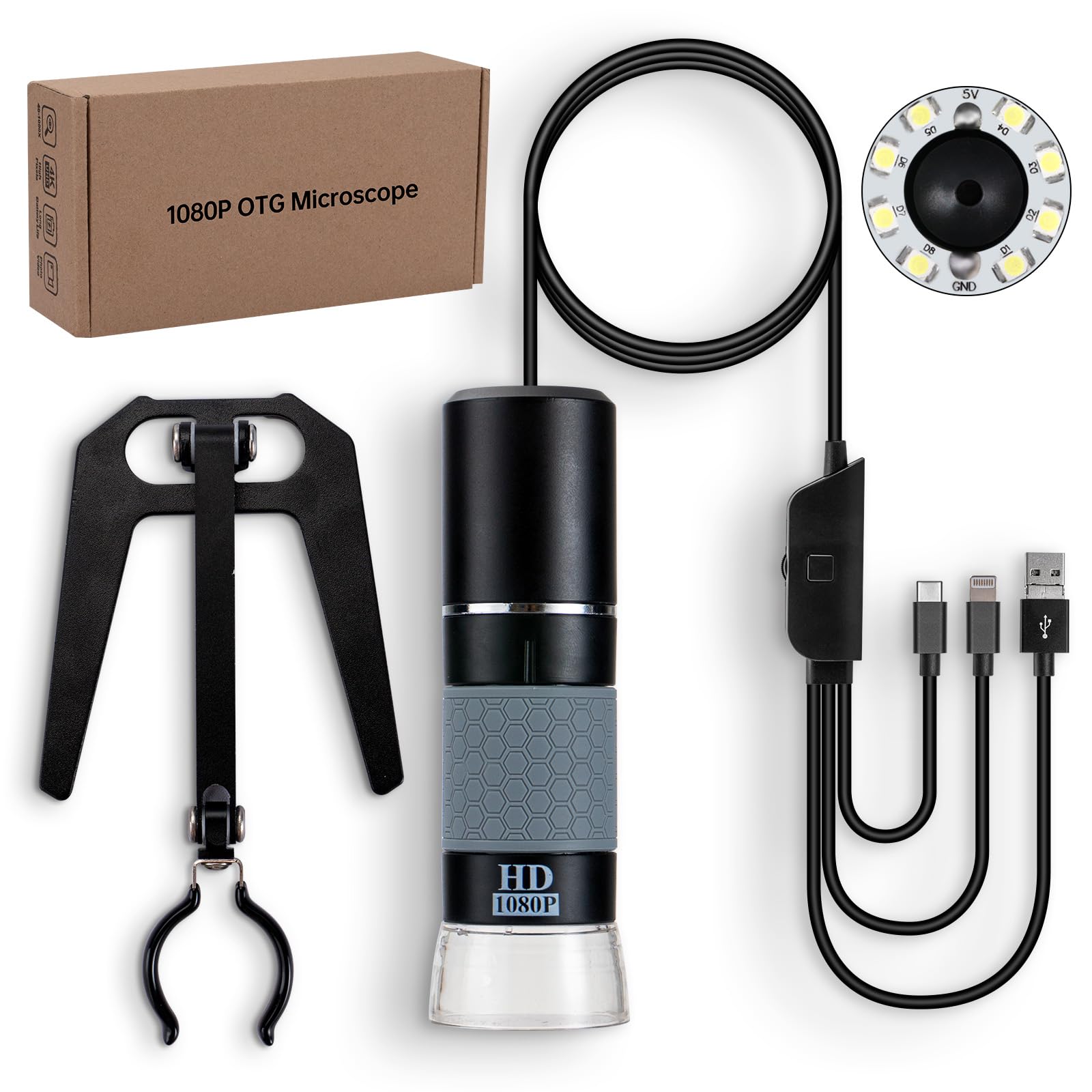 USB-Mikroskop, kompatibel mit iPhone, Android-Handy, Tablet und Windows-Mac-PC, HD 1080P kabelgebundene Digitalmikroskop-Kamera für Erwachsene und Kinder