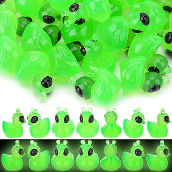 100 St ck Mini Leuchtend Enten HarzKleine Aliens Enten UFO Mini Harz Ente f r PuppenhausMikrogartenLandschaftsdekorationBastelnPartygeschen