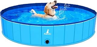 Pourbibi Hundepool fur Große Hunde, Faltbare Hund Schwimmbecken Hundebadewanne, rutschfest Dog Pool Planschbecken für Kinder und Hunde, 120 x 30 cm