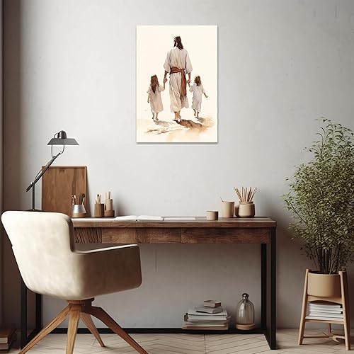 Vista 155 de Arte de pared de Jesús y el niño, póster minimalista bohemio cristiano, lienzo para pared, imagen abstracta de Jesús, arte cristiano religioso Jesús