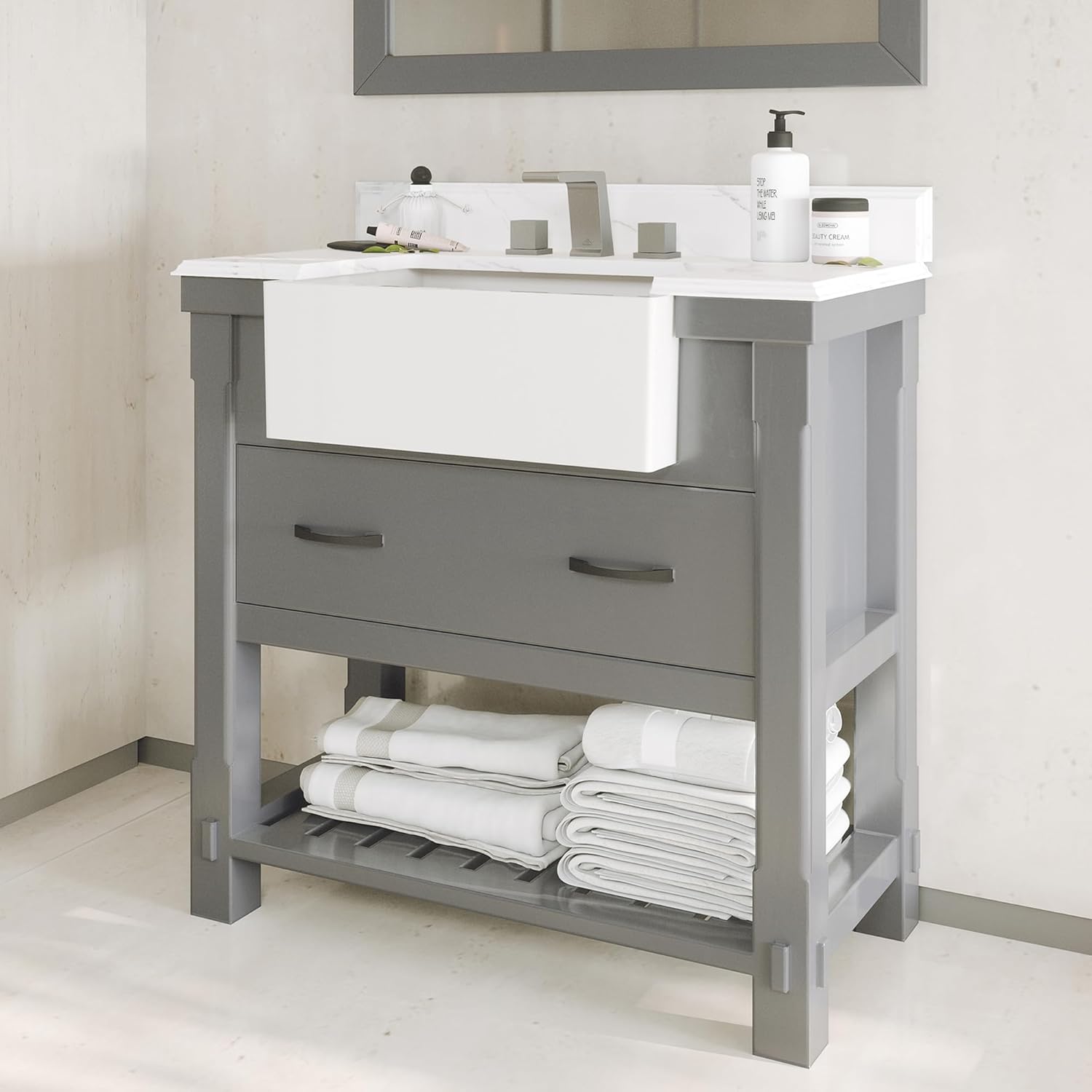 Amazon.com: CASAINC 36 Inch Bathroom Vanity, Farmhouse Sink Bathroom ...