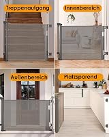 derimkcoa Állítható Biztonsági Kapu Lépcsőhöz 0-300 cm, Szürke 6