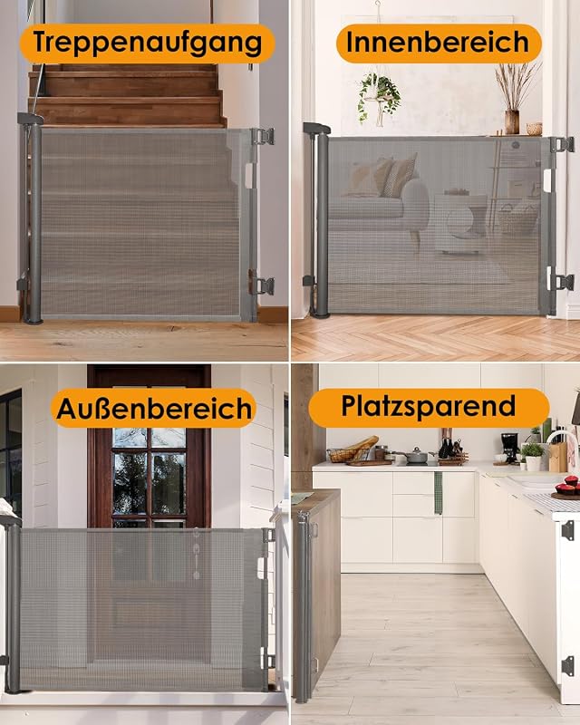 derimkcoa Állítható Biztonsági Kapu Lépcsőhöz 0-300 cm, Szürke