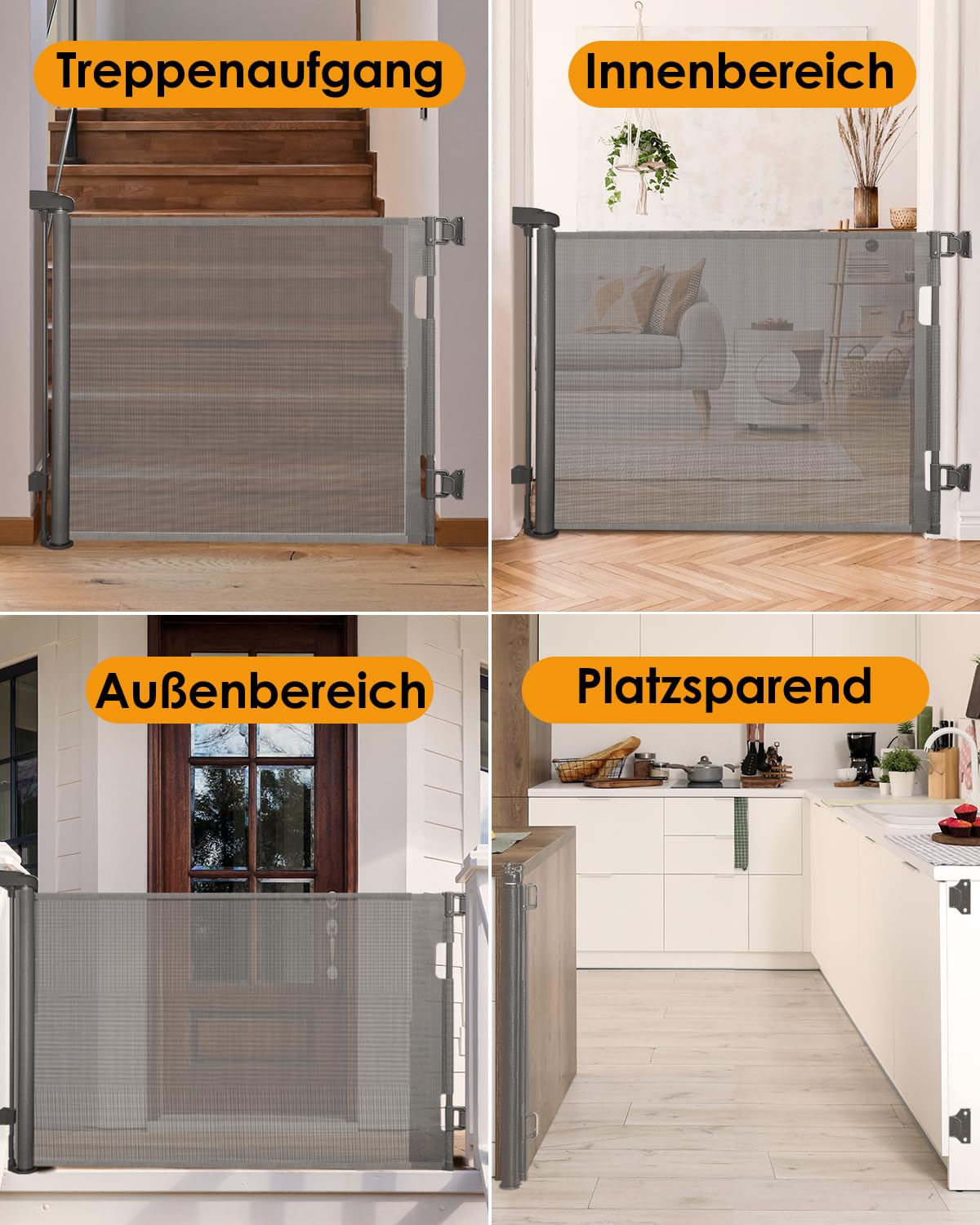 Treppenschutzgitter Ausziehbar 0-140 cm Baby Absperrgitter Türschutzgitter Grau