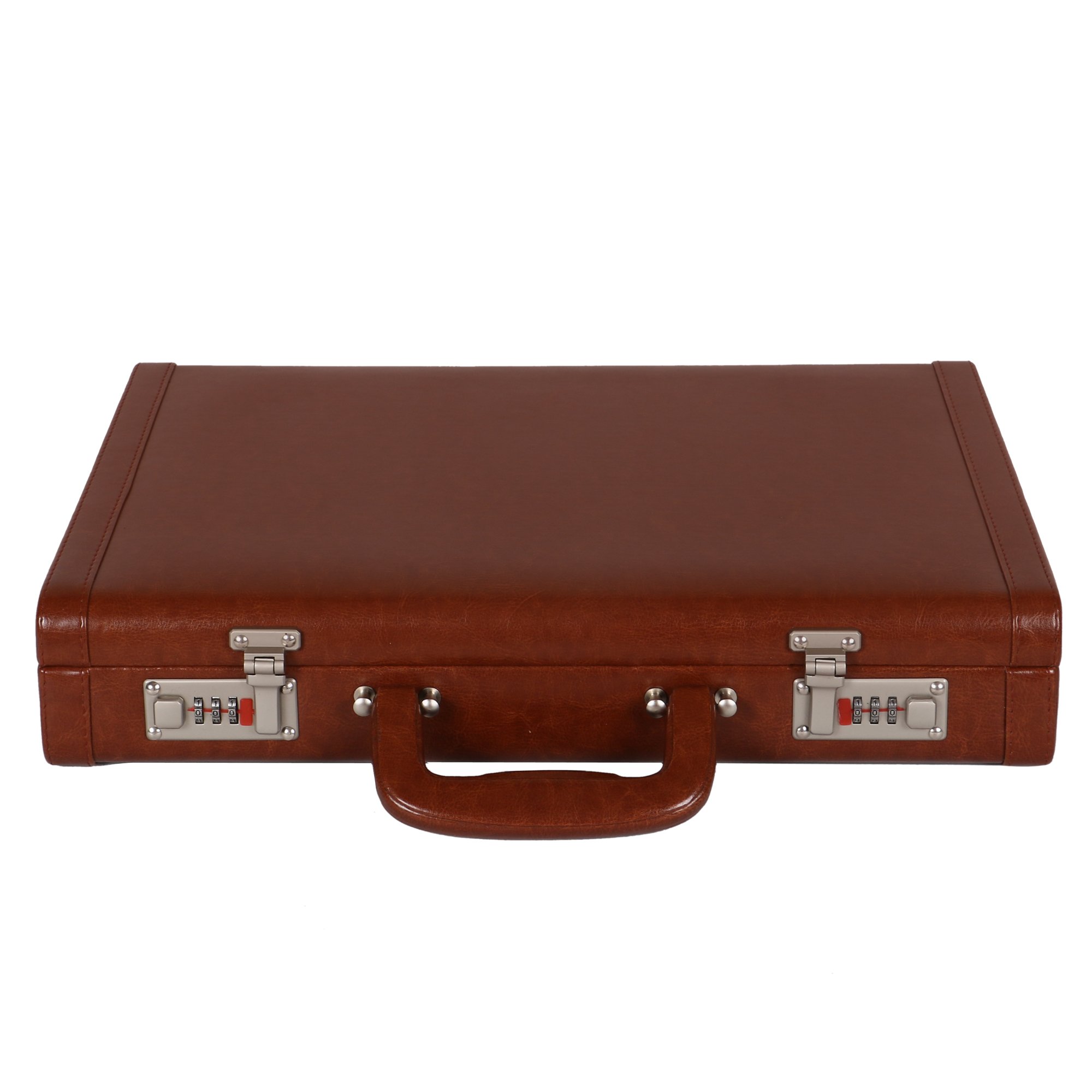 Faux Leather Briefcase Laptop Compartment Expandable Features High-Security Combo Number Lock Briefcase Bag for Men Tan-image-44
