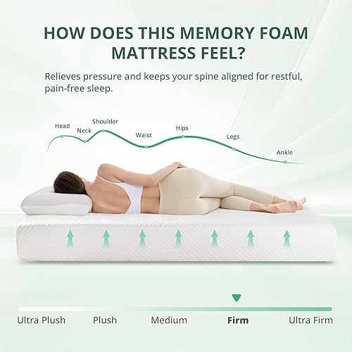 Miniatura 4 de Colchón King de 10 pulgadas, certificado CertiPUR-US de espuma viscoelástica de gel de té verde, sin fibra de vidrio, 76 x 80 x 10 pulgadas, tamaño