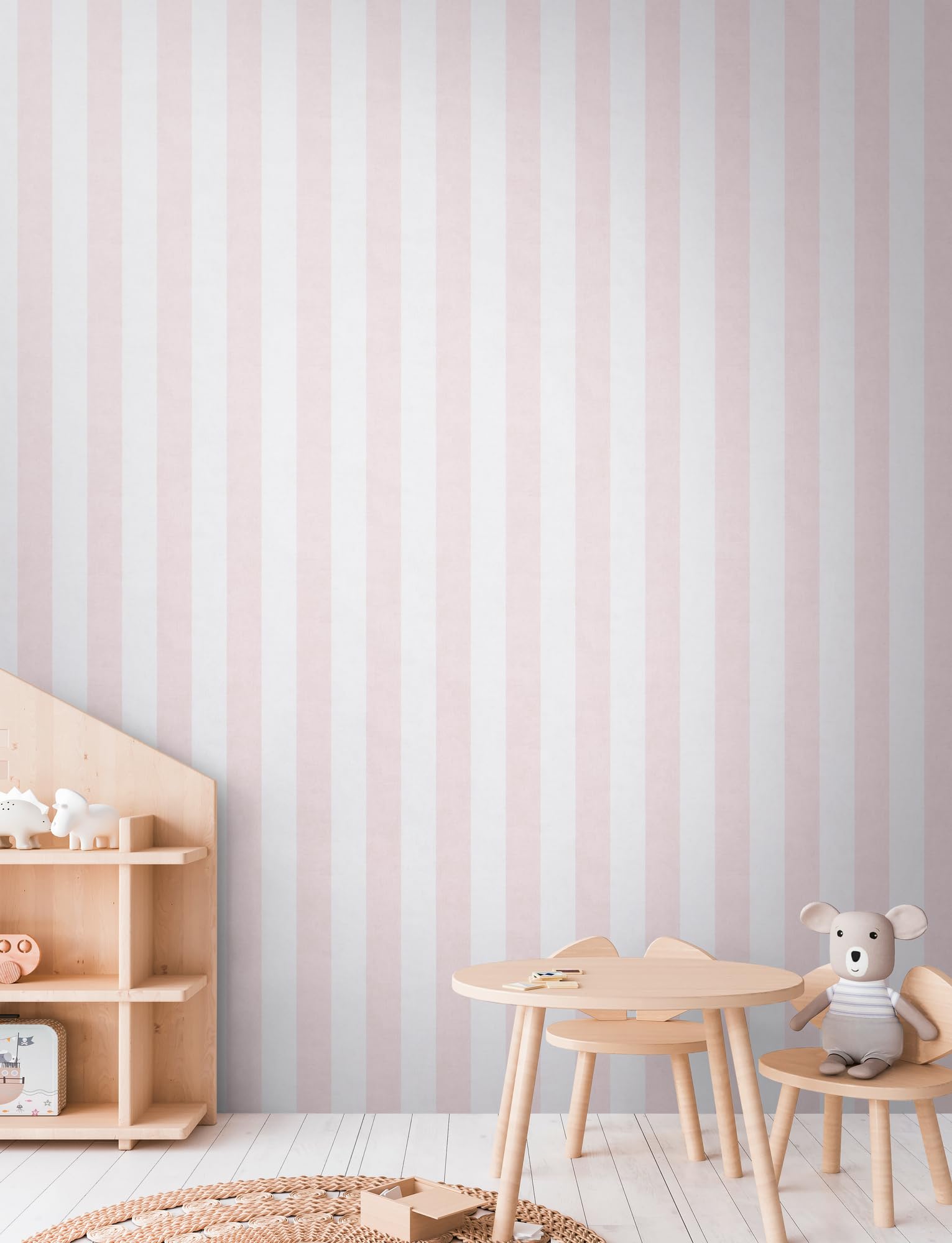 A.S. Création Lilly & Luis papel pintado no tejido a rayas en crema, rosa – papel pintado decorativo 10,05 x 0,53 m – 770782