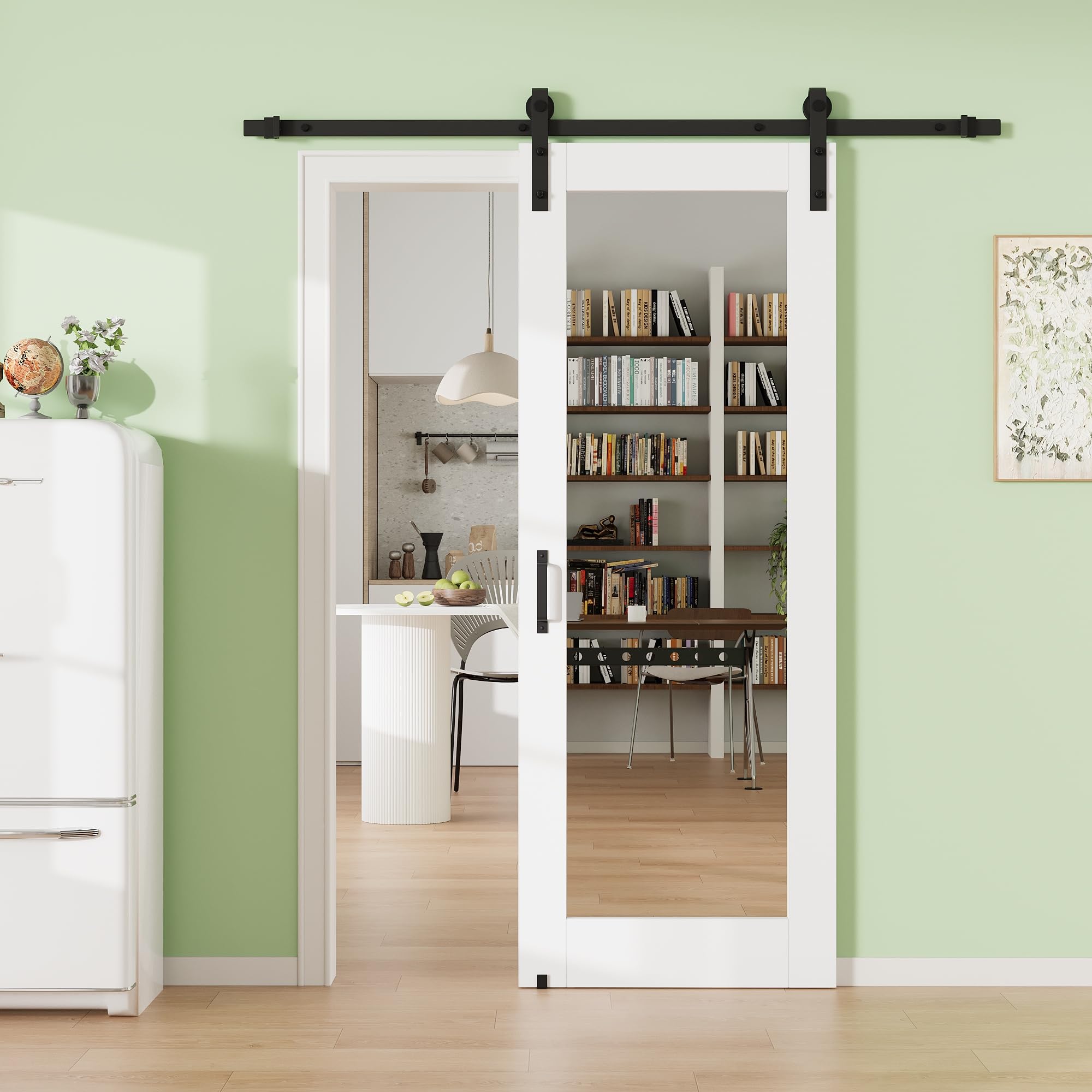 18" x 80" 2-Panel Solid Core MDF Panel Barn Door with 72" Cuttable Track