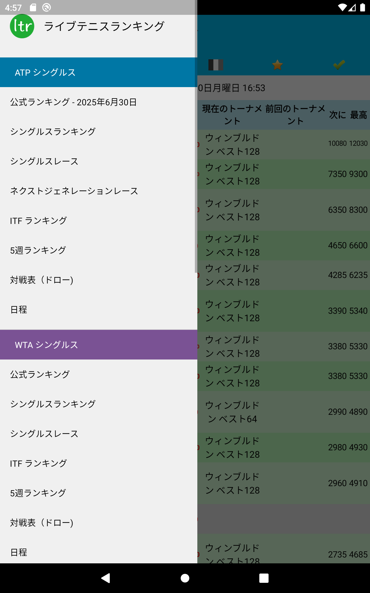 ライブテニスランキング - LTR-Amazonアプリストアのアプリ