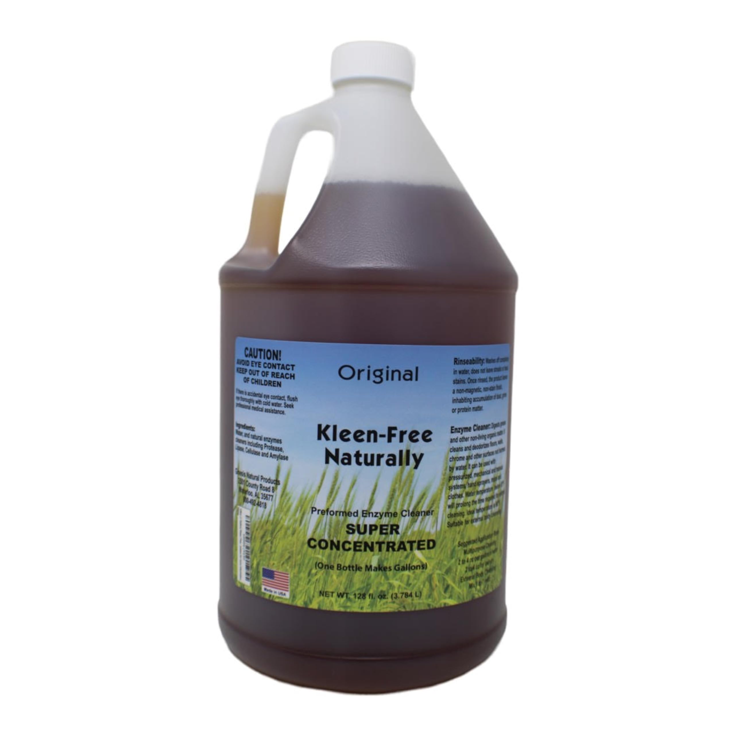 Kleen FreeNaturally Preformed Enzyme Cleaner, Enzyme Solution, Multi-Purpose Cleaner, Laundry Additive and More - Concentrate - Original Scent - 128oz (1 Gallon)