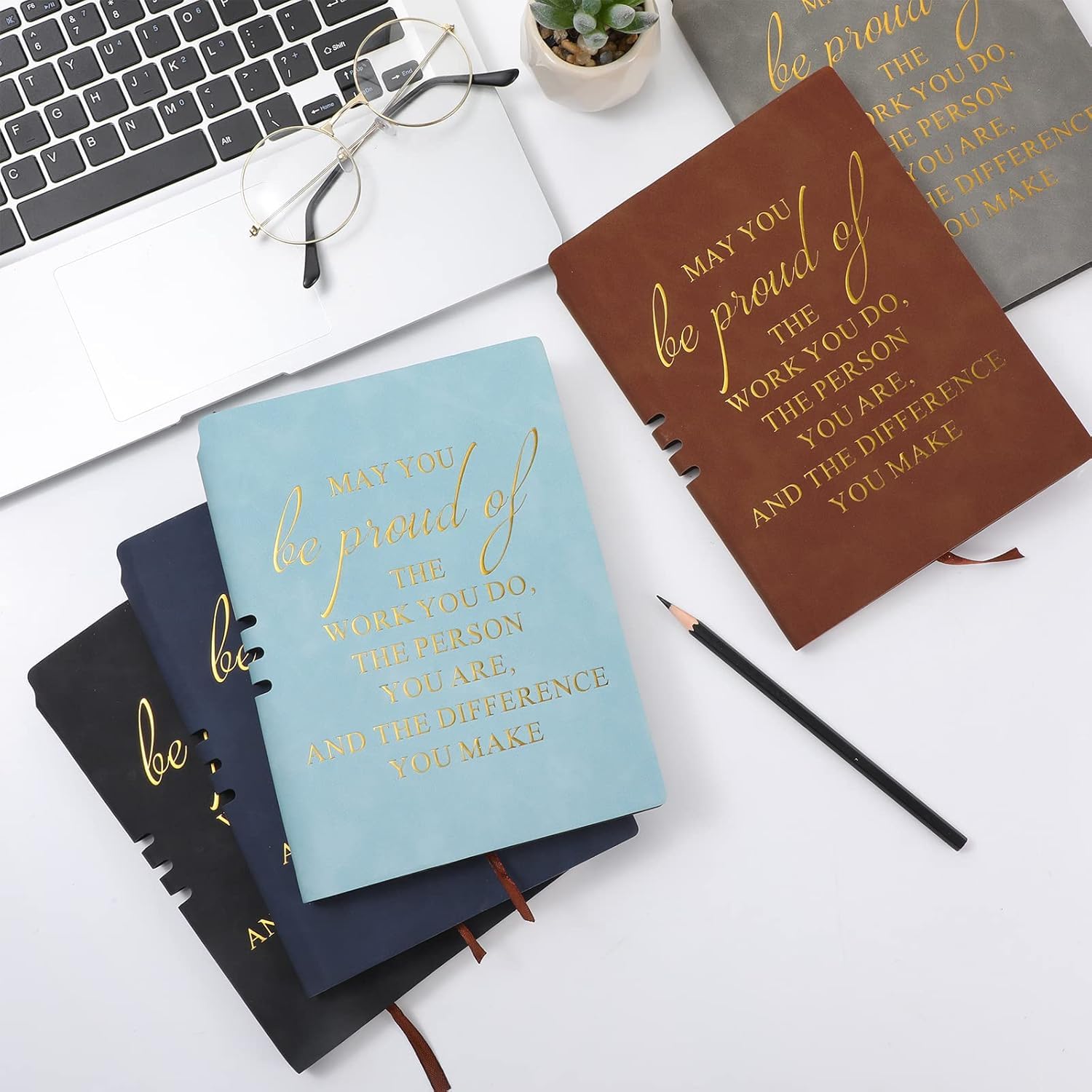 Thank You Gifts For Colleagues Leather Notebook A5,Leaving Gifts For Colleagues Women,Employee Appreciation Teacher Gifts,Team Gifts For Employees Ballpoint Pen Notebook For Coworkers (Grey) - Image 4