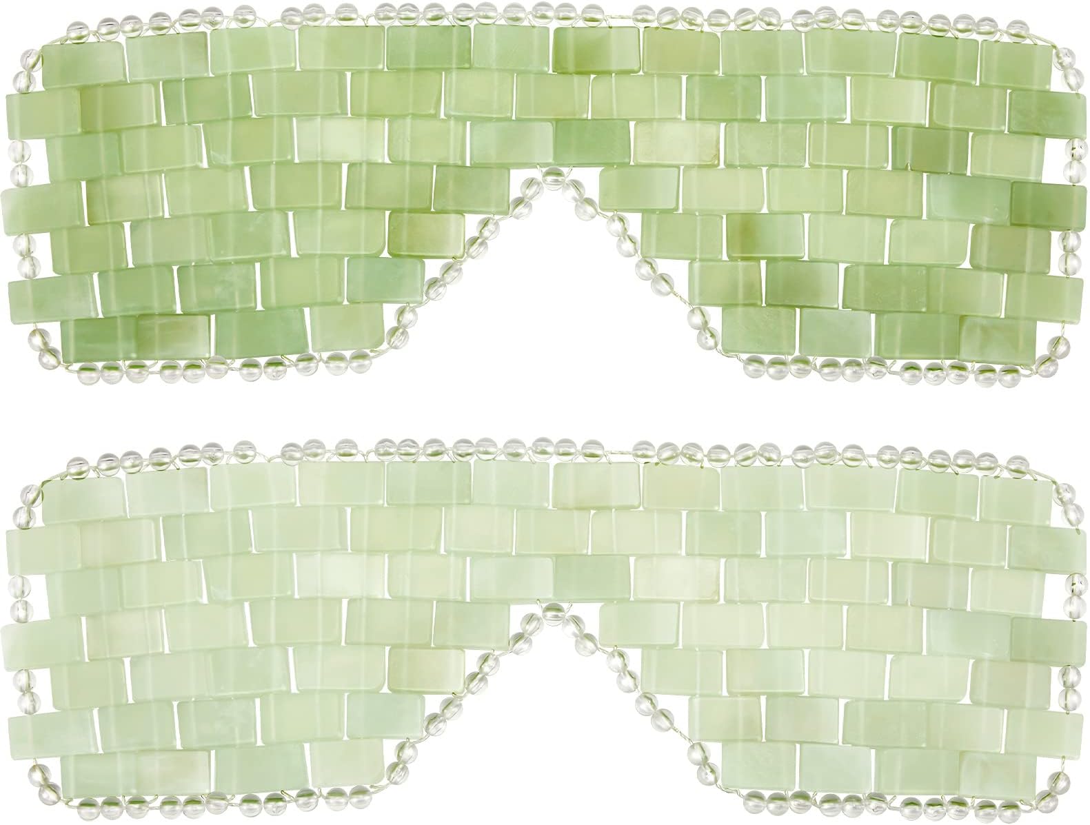 Hercicy 2 Pcs Jade Eye Mask Green Jade Stone Facial Cooling Mask for Alleviate Puffiness Face Massage Relax Eyes Relieve Migraine Meditation Beauty (White, Light Green)