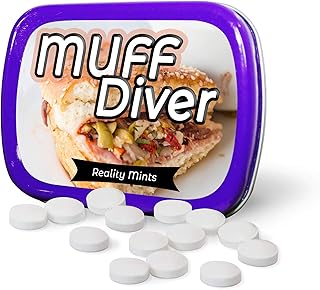 Muff Diver Mints - Funny Muffuletta Sandwich Design - Tin - Sugar Free - Peppermint - Reality Mints - Funny Stocking Stuffers for Adults