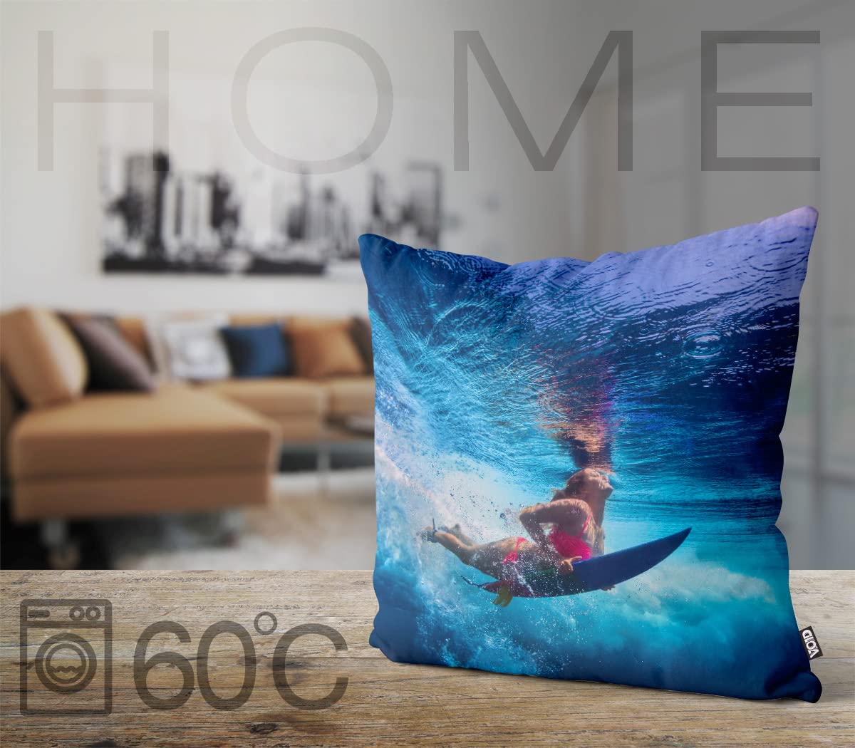 VOID Surferin nurkowanie poszewka na poduszkę poduszka na sofę poduszka dekoracyjna poduszka na zewnątrz poduszka dekoracyjna poduszka wymiary: 80 x 80 cm
